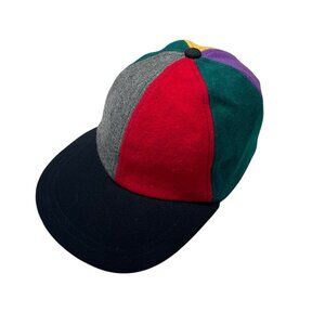 VTG Eastern Accessories Wool Blend Multi Color Colorblock Hat Elastic Strap READ